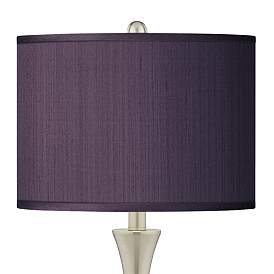Image2 of Possini Euro Eggplant Faux Silk and Nickel Touch Table Lamps Set of 2 more views