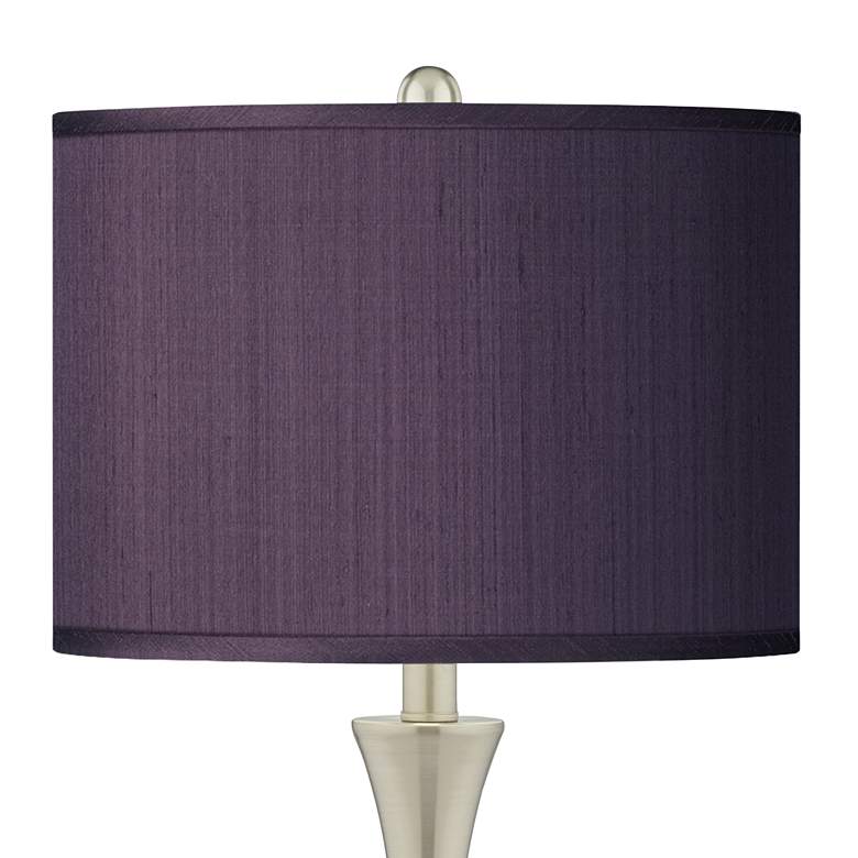 Image 2 Possini Euro Eggplant Faux Silk and Nickel Touch Table Lamps Set of 2 more views