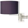 Possini Euro Eggplant Purple Brushed Nickel Swing Arm Plug-In Wall Lamp
