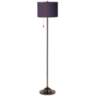 Possini Euro Eggplant Purple Faux Silk Bronze Club Floor Lamp