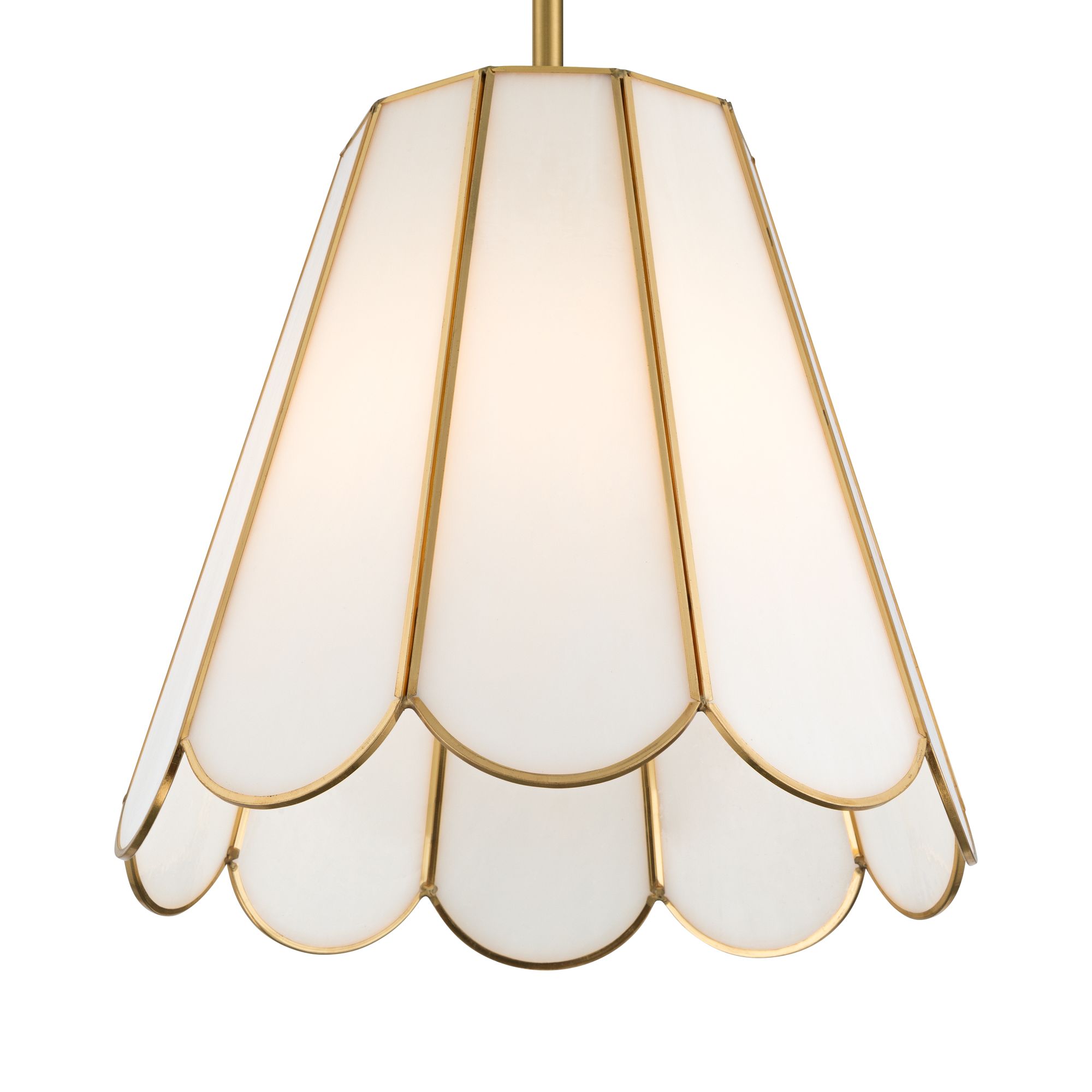 Thumbnail3 of Possini Euro Eldridge 12 1/4"W Brass and Seashell Mini Pendant Light more views