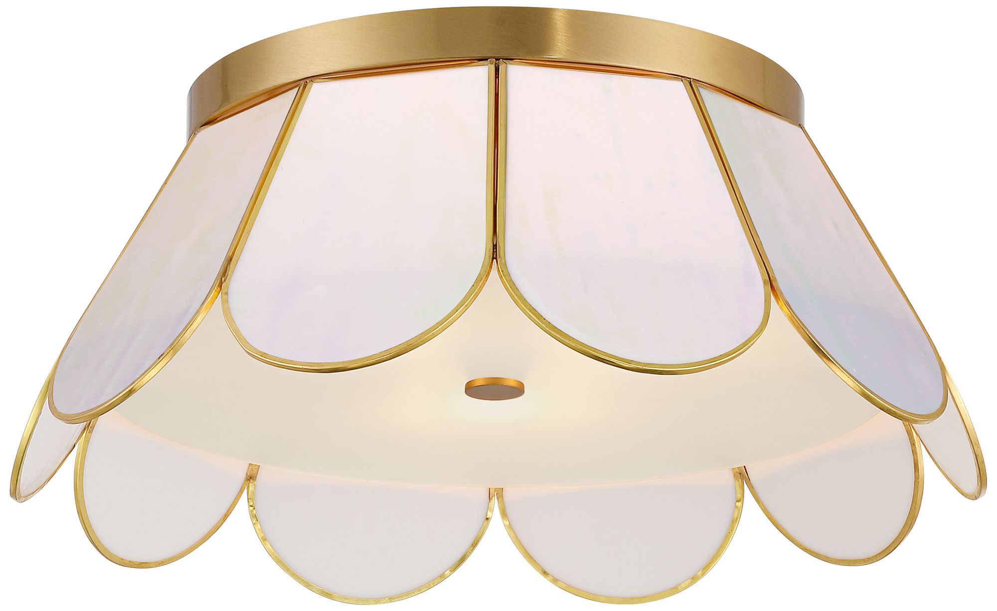 Image 2 Possini Euro Eldridge 15 3/4"W Warm Brass and Seashell Ceiling Light