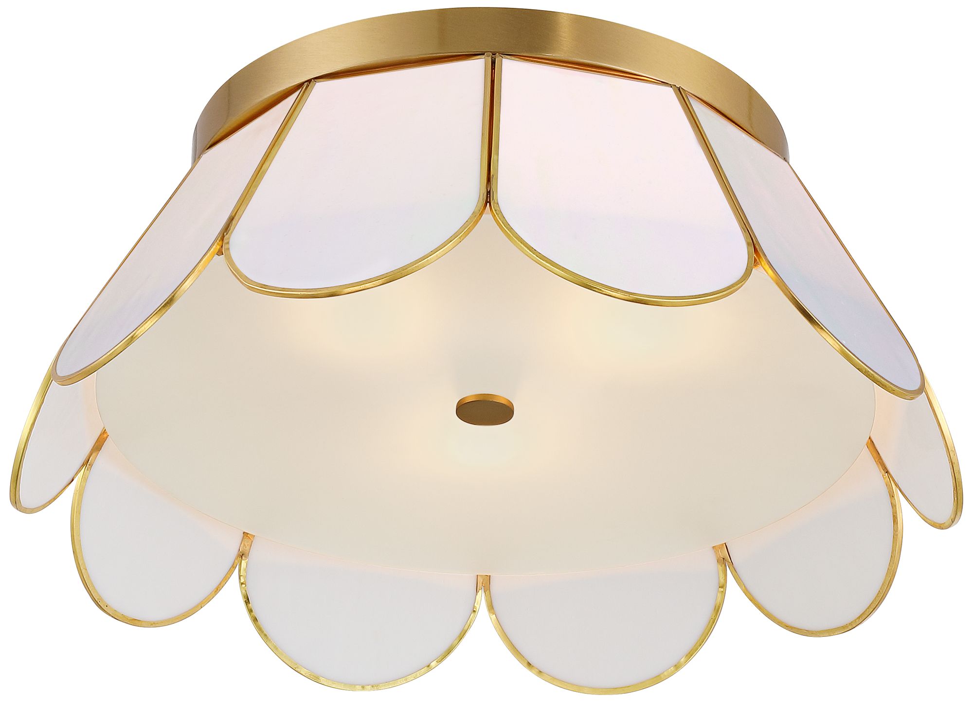 Watch A Video About the Eldridge Warm Brass and Seashell Ceiling Light