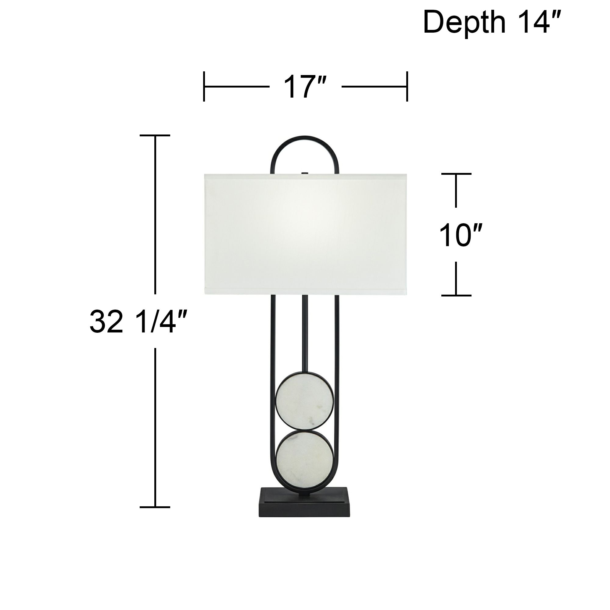 Possini Euro Eleanor 32 1/4" Black and White Marble Modern Table Lamp