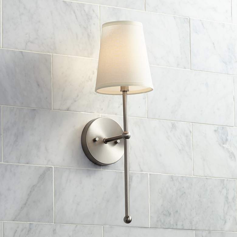 Image 1 Possini Euro Elena 21" High Brushed Nickel Wall Sconce