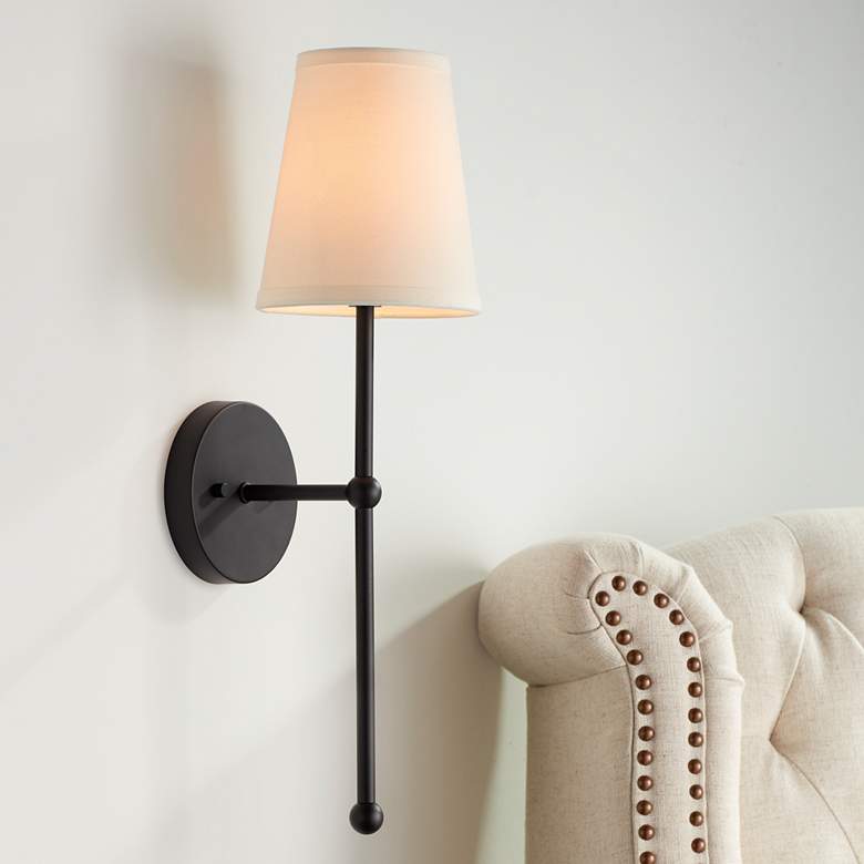 Image 7 Possini Euro Elena 21 inch High Matte Black Wall Sconce Set of 2 more views