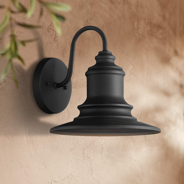 Image 1 Possini Euro Elgin 9 1/2"H Textured Black Outdoor Wall Light