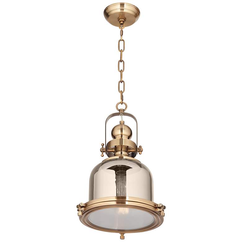 Image 4 Possini Euro Elida 11 inch Wide Brass and Chrome Glass Mini Pendant Light more views