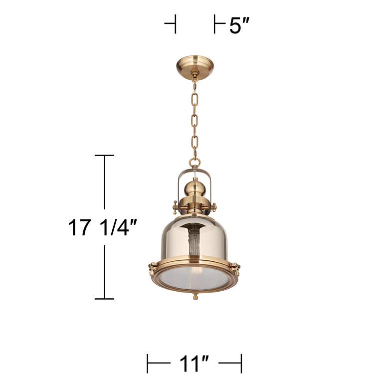 Image 5 Possini Euro Elida 11" Wide Brass and Chrome Glass Mini Pendant Light more views
