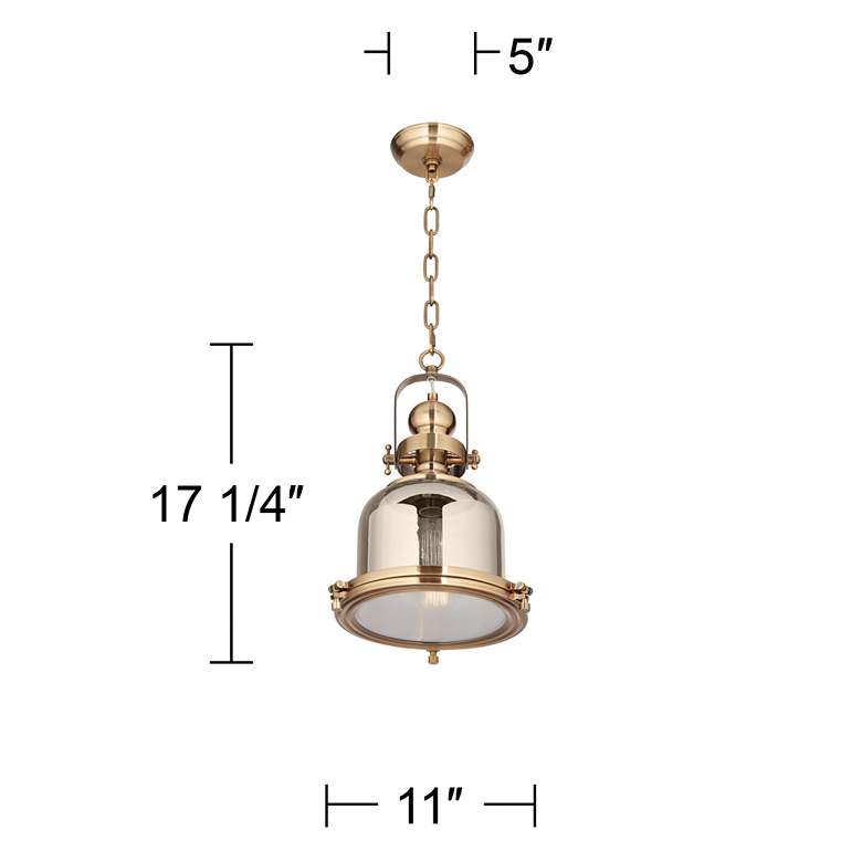 Image 5 Possini Euro Elida 11 inch Wide Brass and Chrome Glass Mini Pendant Light more views