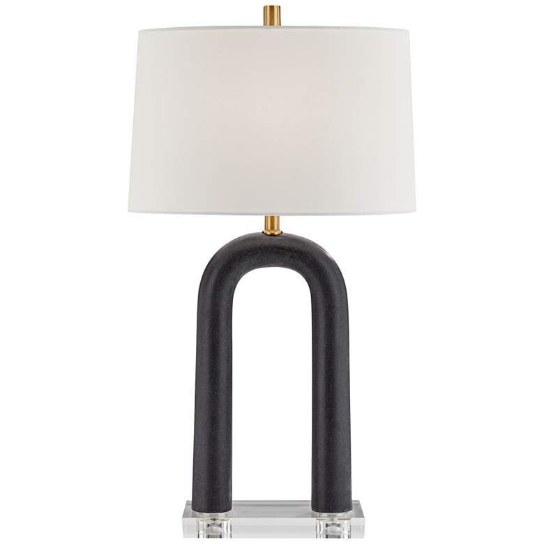Image 1 Possini Euro Elie 29" Speckled Black Faux Stone Modern Table Lamp