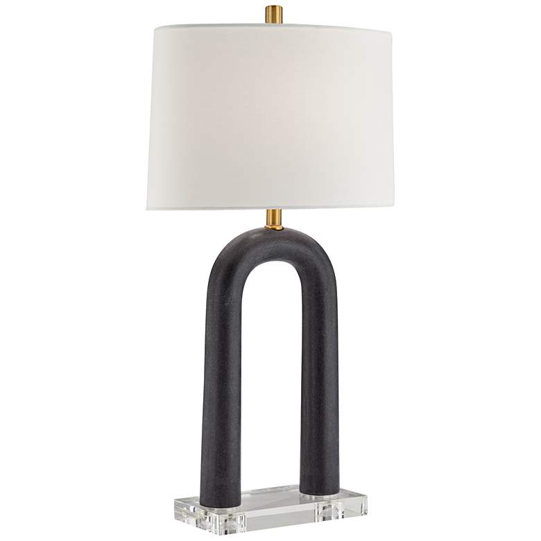 Image 7 Possini Euro Elie 29" Speckled Black Faux Stone Modern Table Lamp more views