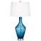 Possini Euro Elin 29" Blue Fluted Art Glass Table Lamp