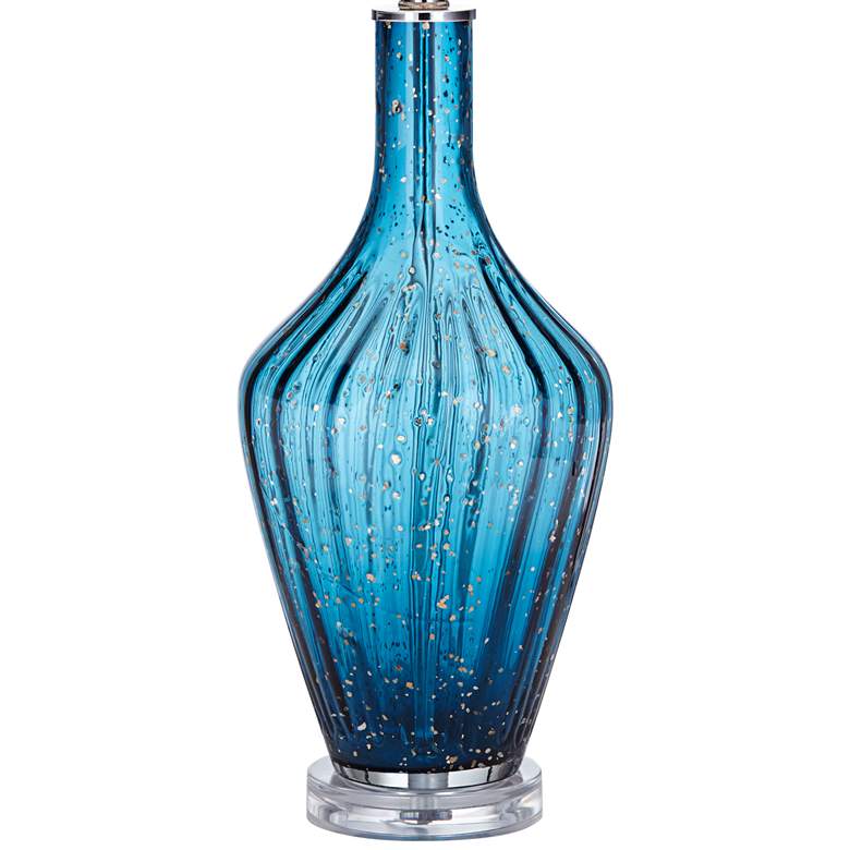 Image 6 Possini Euro Elin 29 inch Blue Fluted Art Glass Table Lamp more views