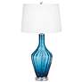 Possini Euro Elin Blue Fluted Art Glass Table Lamp in scene