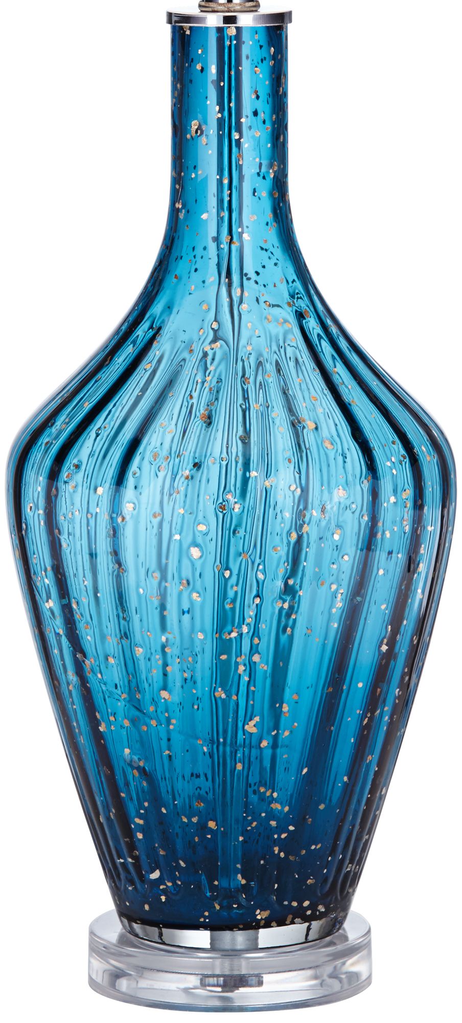 possini euro elin blue fluted art glass table lamp