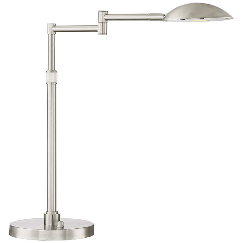 Image 3 Possini Euro Eliptik Adjustable Height Satin Nickel Swing Arm LED Desk Lamp
