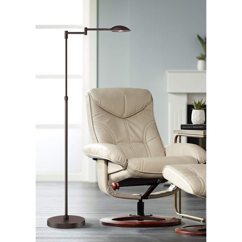 Image 1 Possini Euro Eliptik Bronze Swing Arm LED Floor Lamp