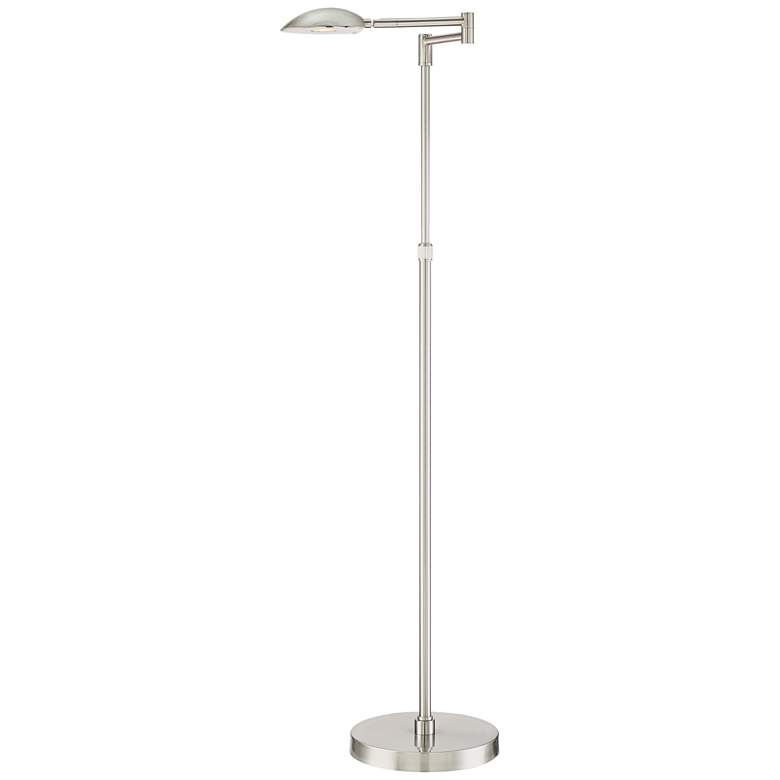 Possini Euro Eliptik Satin Nickel Swing Arm LED Floor Lamp more views