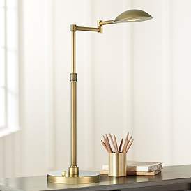 Image1 of Possini Euro Eliptik Warm Gold LED Adjustable Swing Arm Desk Lamp