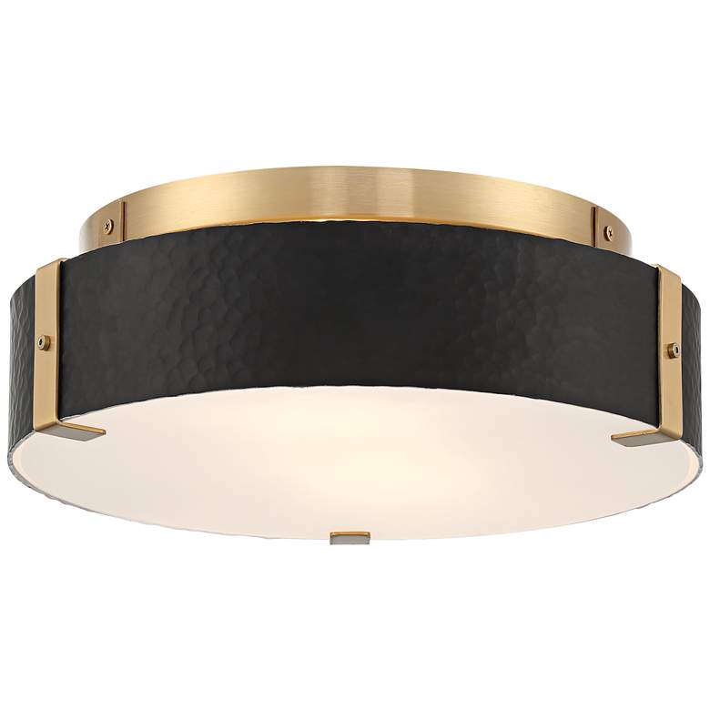 Image 2 Possini Euro Elise 12 1/2 inch Wide Gold and Black Flush Ceiling Light