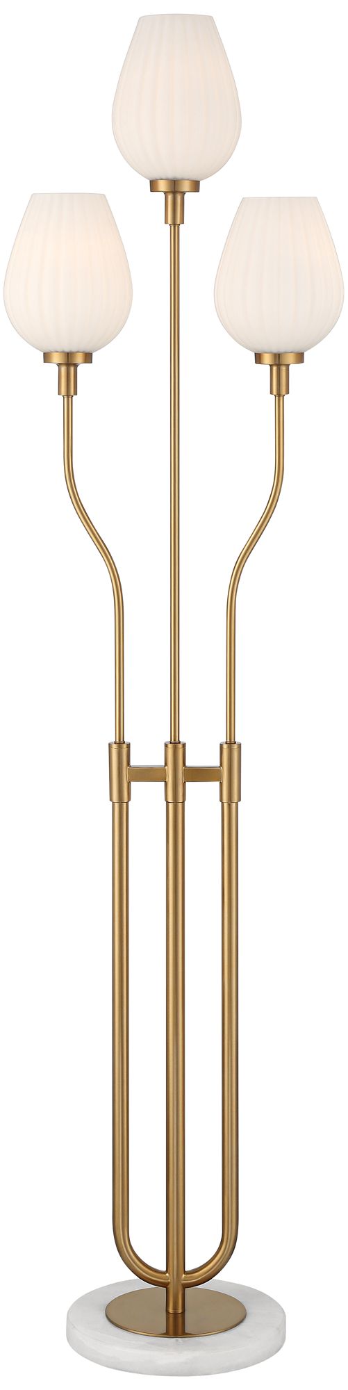 Possini Euro Elita 3-Light Tree Floor Lamp Warm Gold with White Marble Base