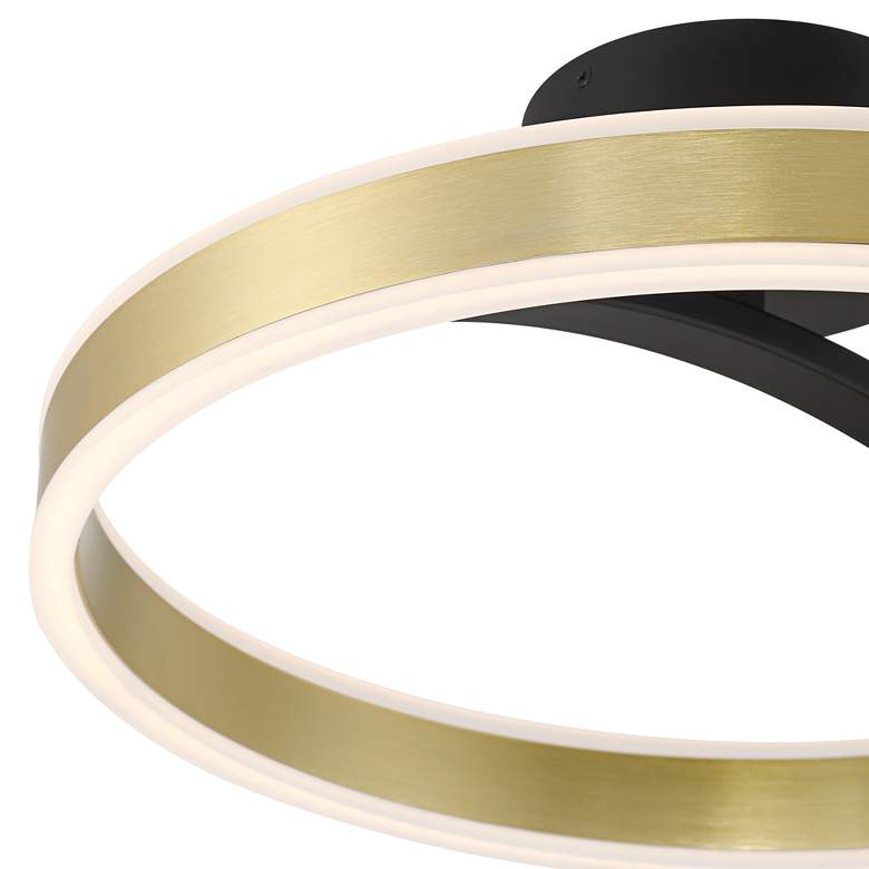 Image 4 Possini Euro Eliza 16" Black and Brass Modern LED Ring Ceiling Light more views