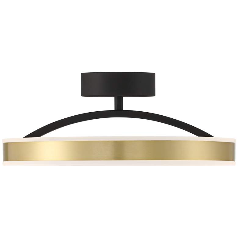Image 5 Possini Euro Eliza 16" Black and Brass Modern LED Ring Ceiling Light more views