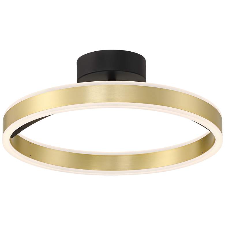 Image 6 Possini Euro Eliza 16" Black and Brass Modern LED Ring Ceiling Light more views