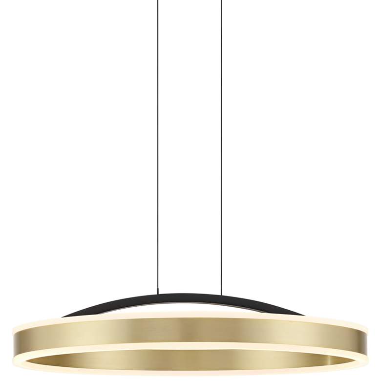 Image 3 Possini Euro Eliza 19 3/4" Matte Black  Brass LED Ring Pendant Light