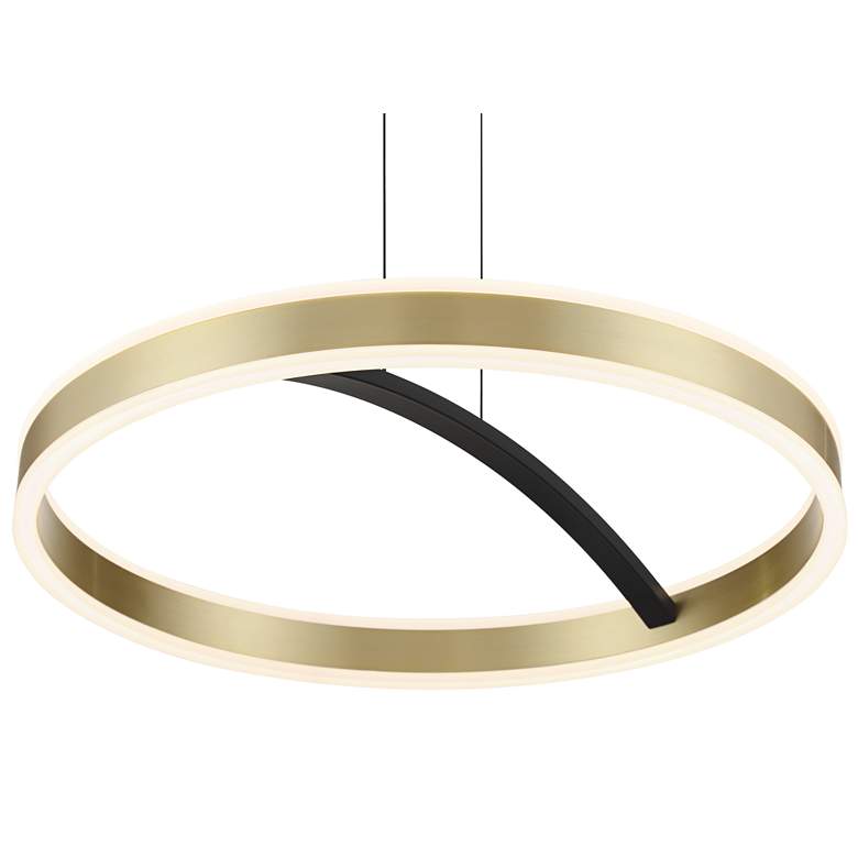 Image 5 Possini Euro Eliza 19 3/4" Matte Black  Brass LED Ring Pendant Light more views