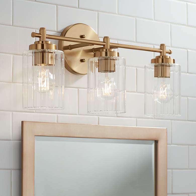 Image 1 Possini Euro Elizabeth 22" Wide Warm Gold Plated 3-Light Bath Light