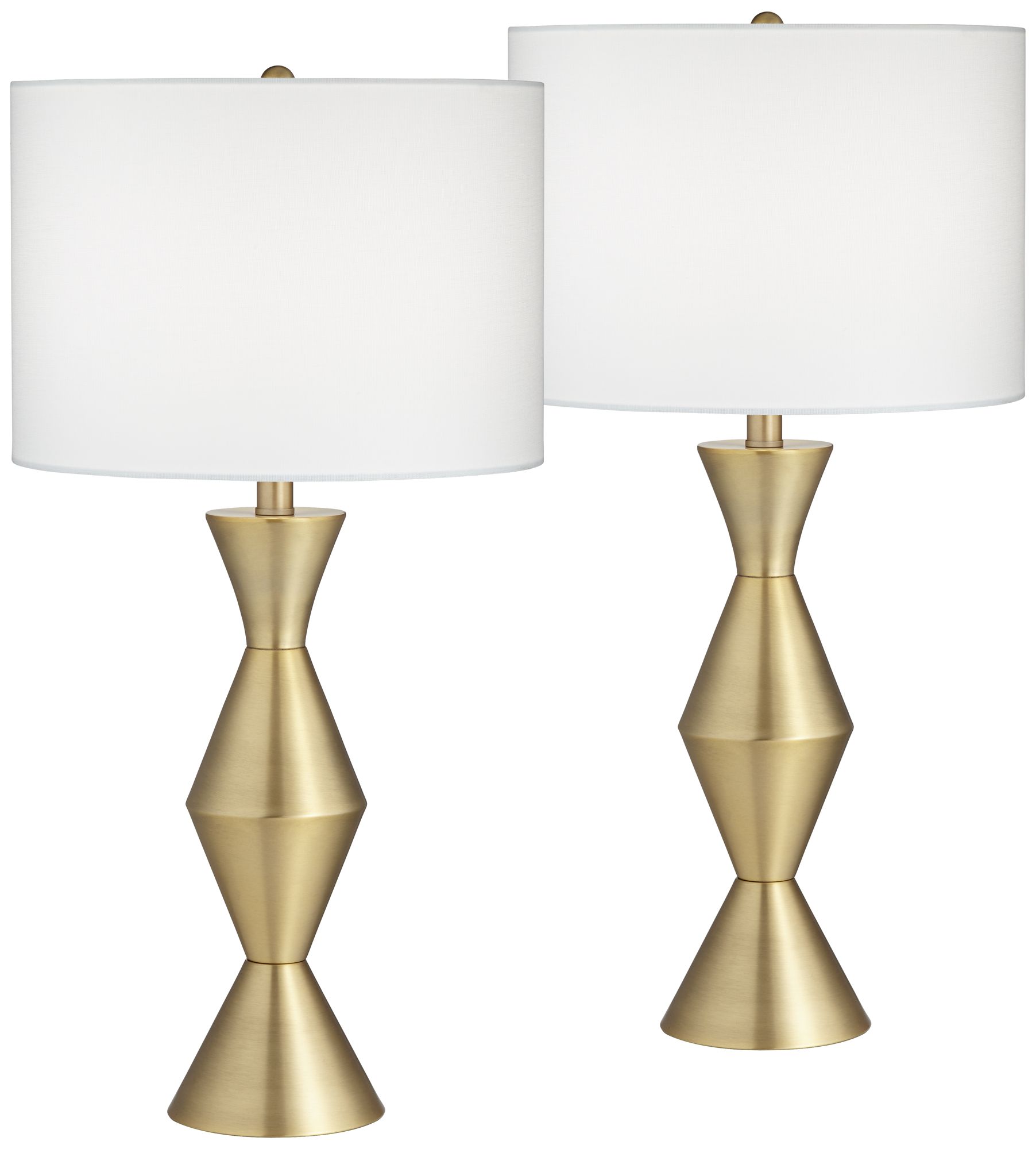 Image 2 Possini Euro Elka 28" High Brass Finish Modern Table Lamps Set of 2