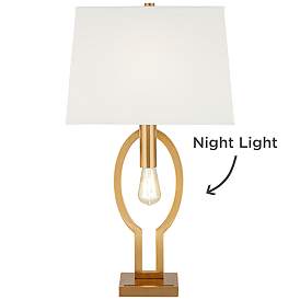 Image5 of Possini Euro Ella 29" Brass Table Lamp with USB Port and Night Light more views