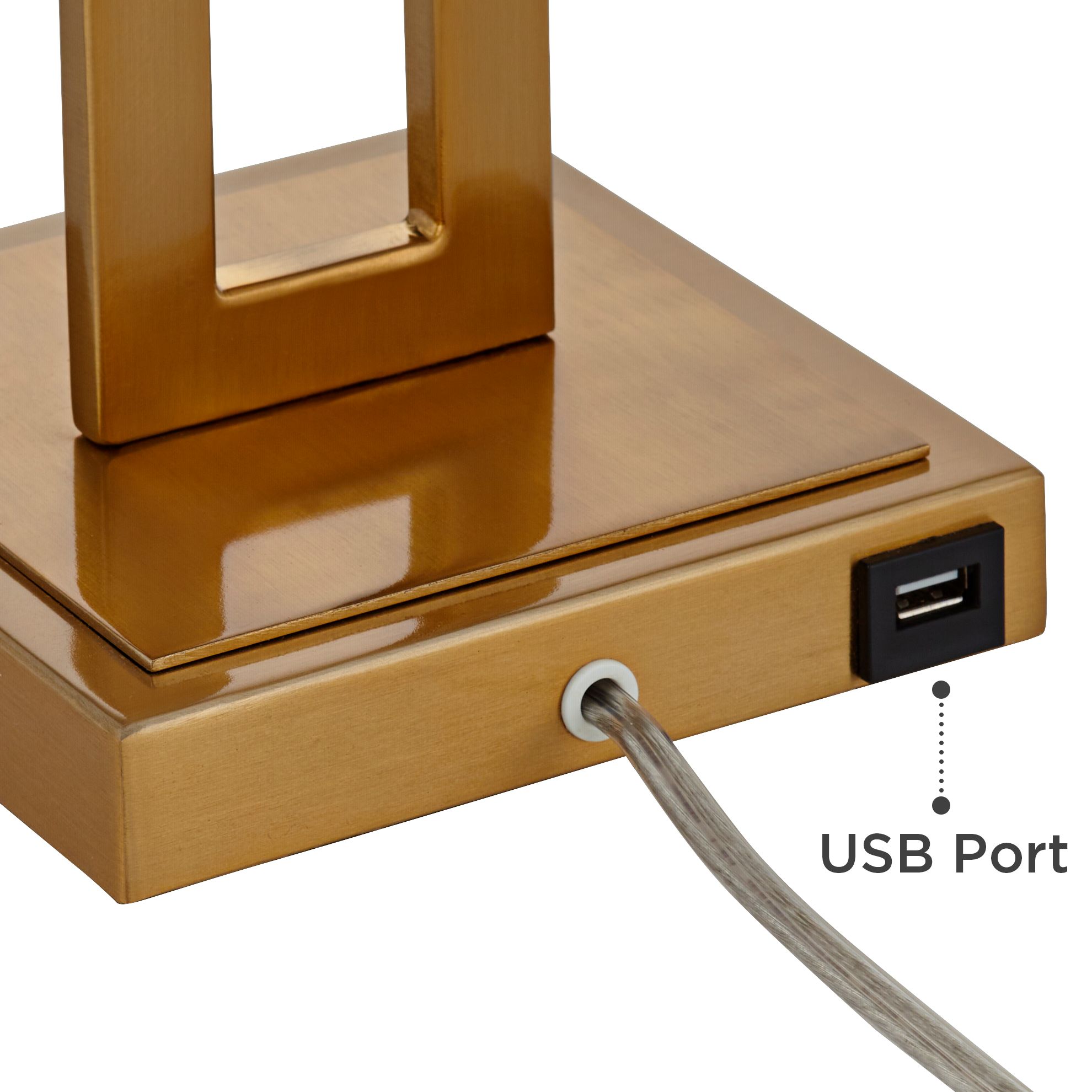 Possini Euro Ella 29" Brass Table Lamp with USB Port and Night Light