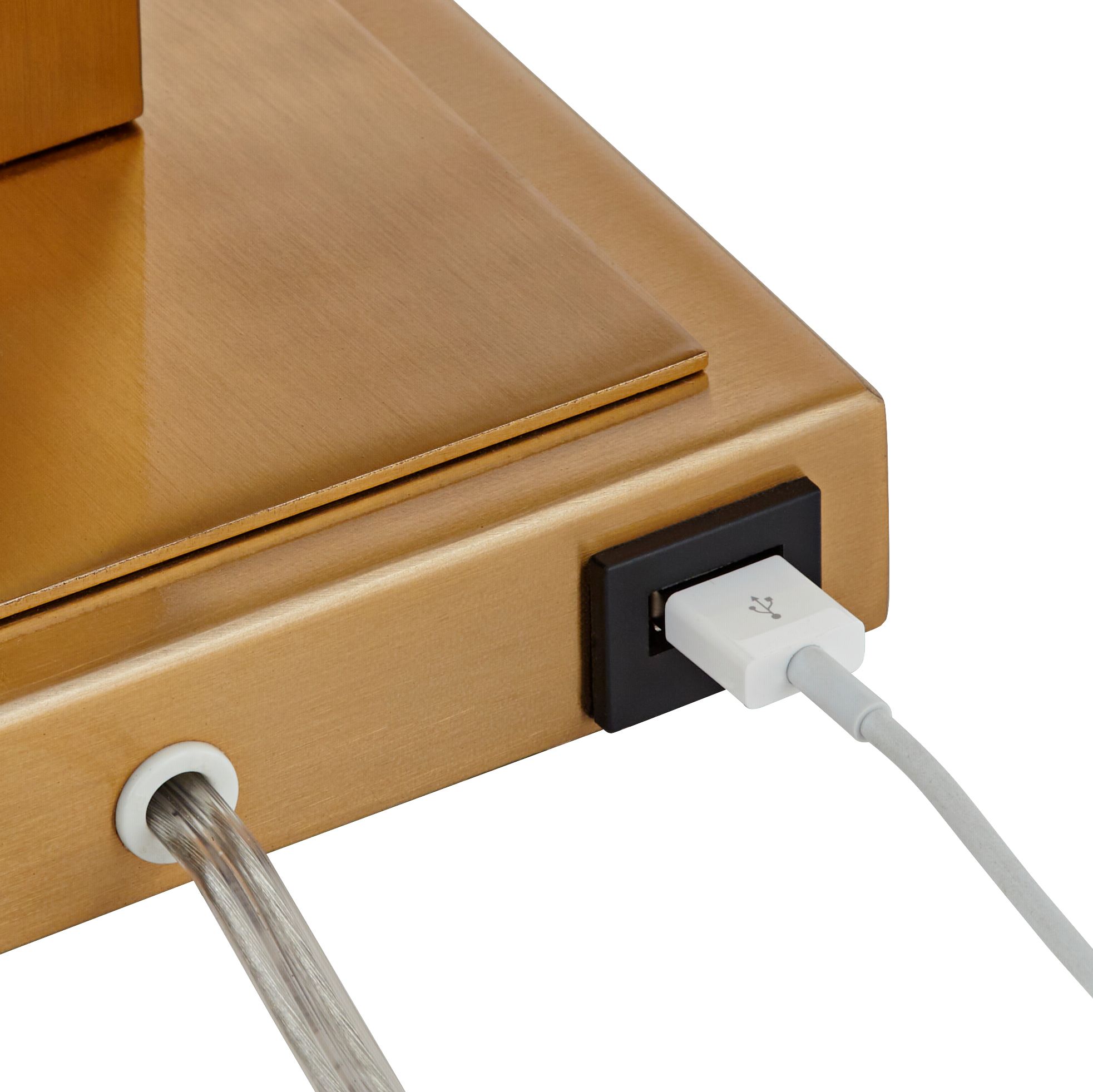 Possini Euro Ella 29" Brass Table Lamp with USB Port and Night Light