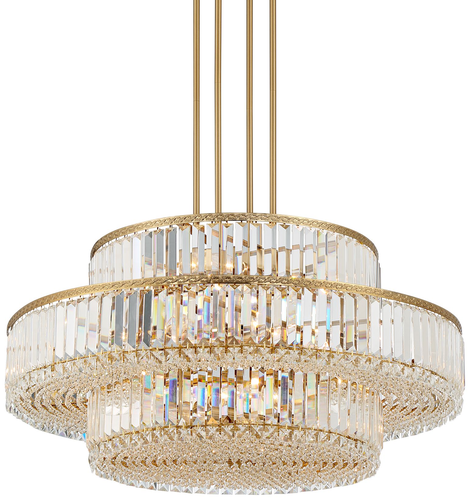 Image 3 Possini Euro Ella 32"W 16-Light 3-Tier Soft Gold Crystal Chandelier