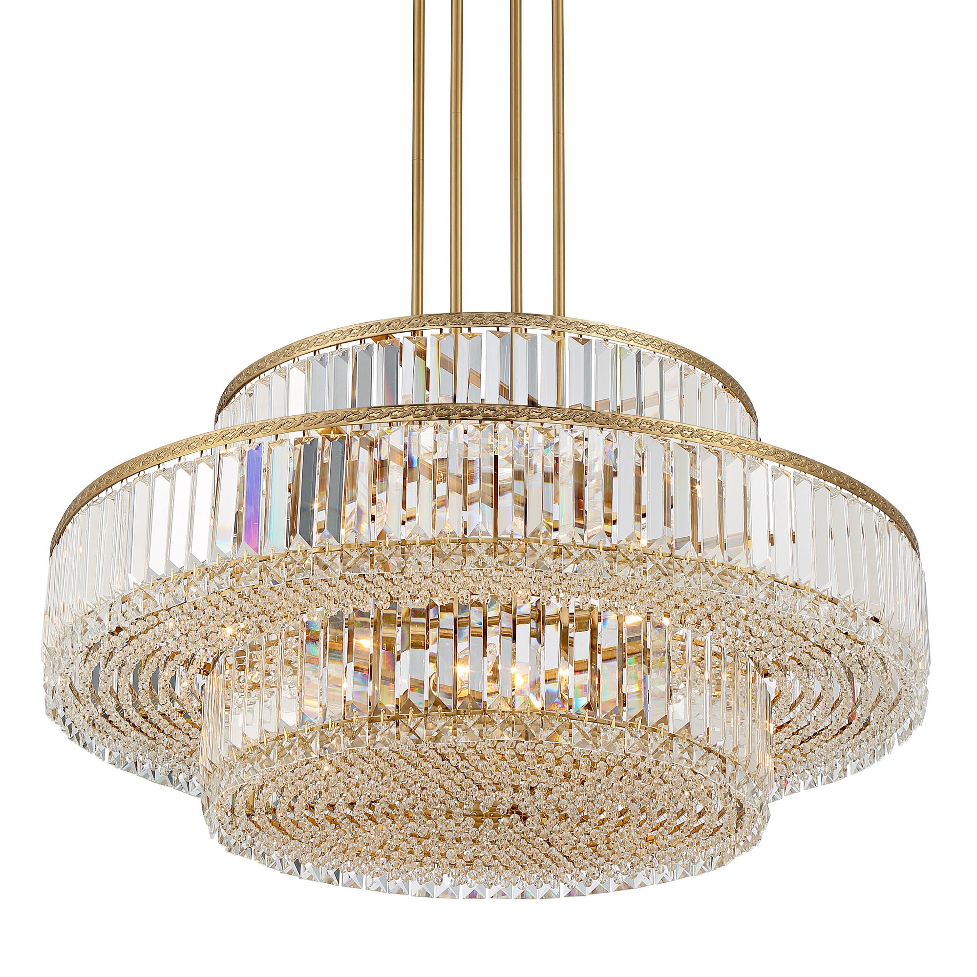 Possini Euro Ella 32"W 16-Light 3-Tier Soft Gold Crystal Chandelier in scene