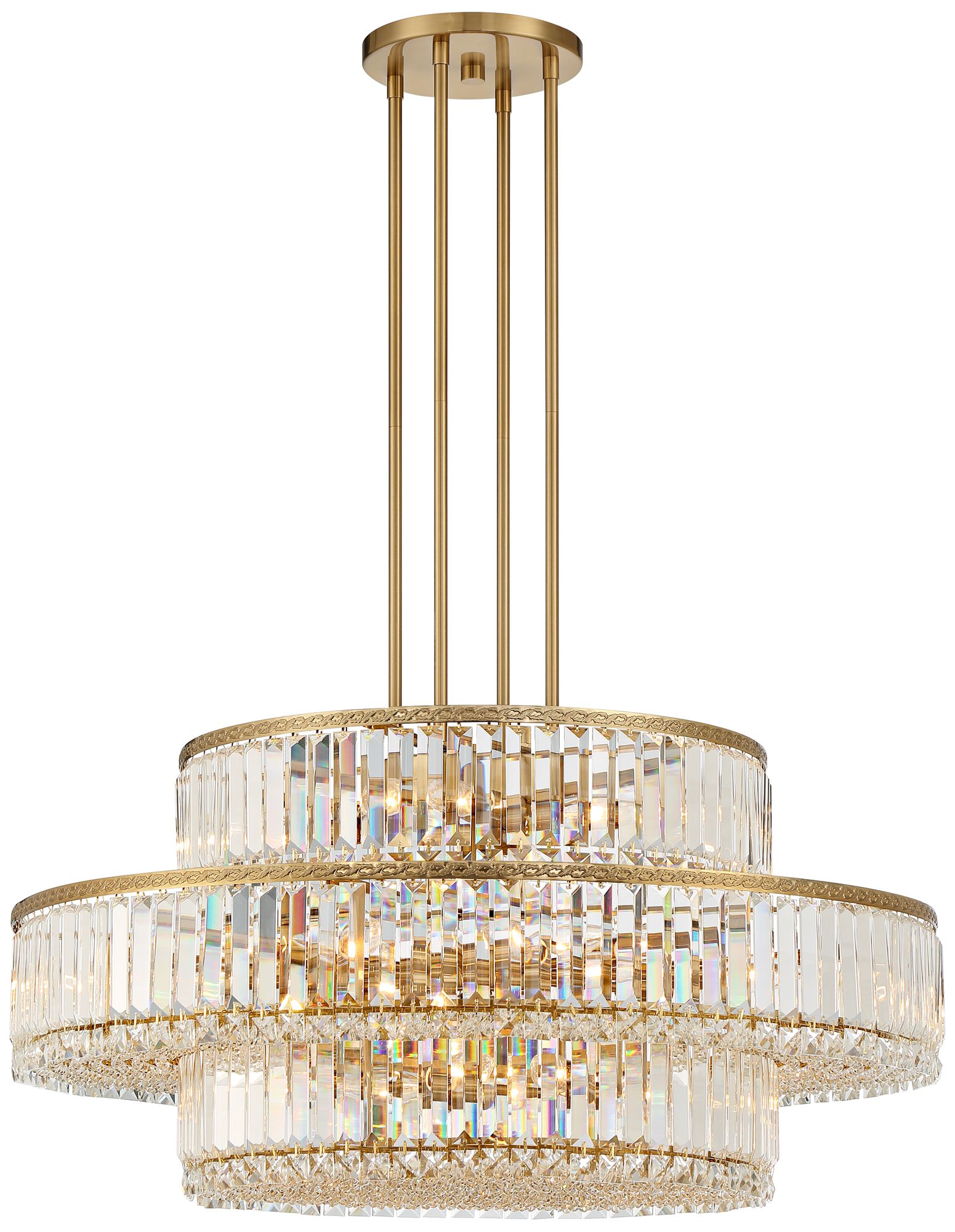 Possini Euro Ella 32"W 16-Light 3-Tier Soft Gold Crystal Chandelier in scene