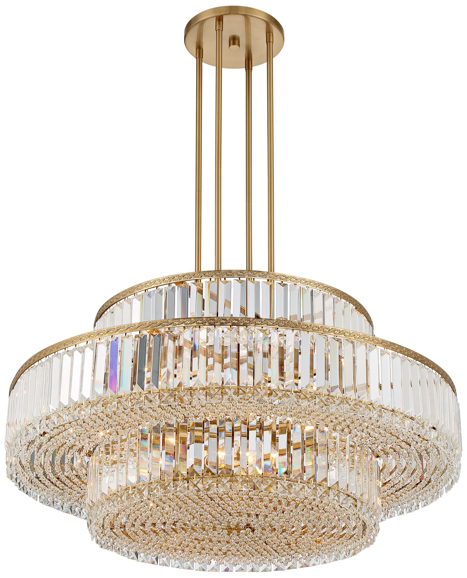 Possini Euro Ella 32"W 16-Light 3-Tier Soft Gold Crystal Chandelier in scene