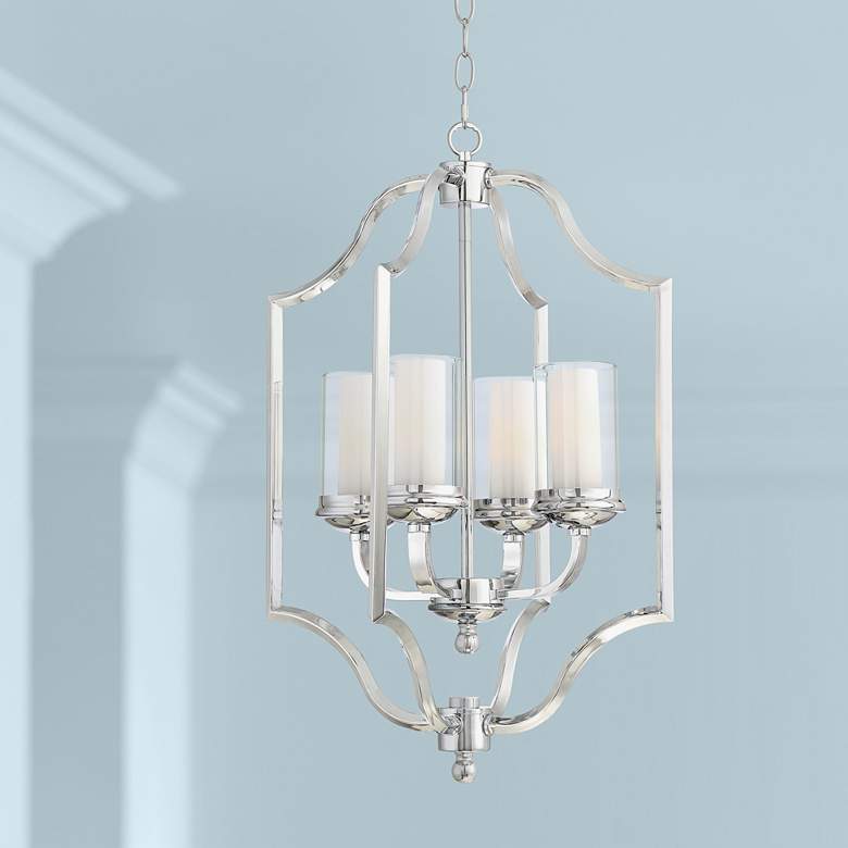 Image 1 Possini Euro Elliot Lake 16 3/4 inch Wide Chrome Foyer Pendant