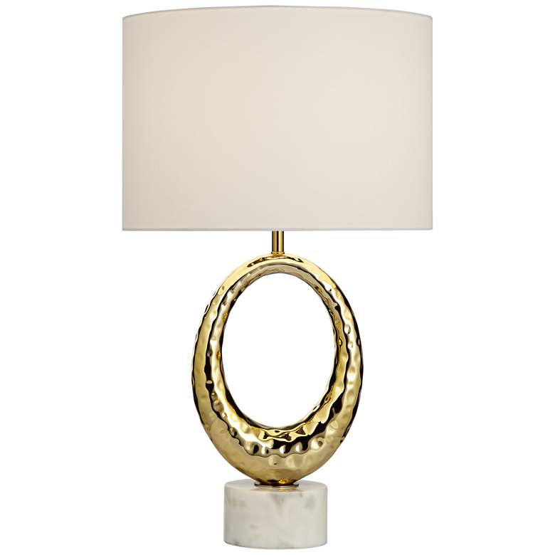 Image 2 Possini Euro Elliptical Marble and Gold Modern Table Lamp with Dimmer