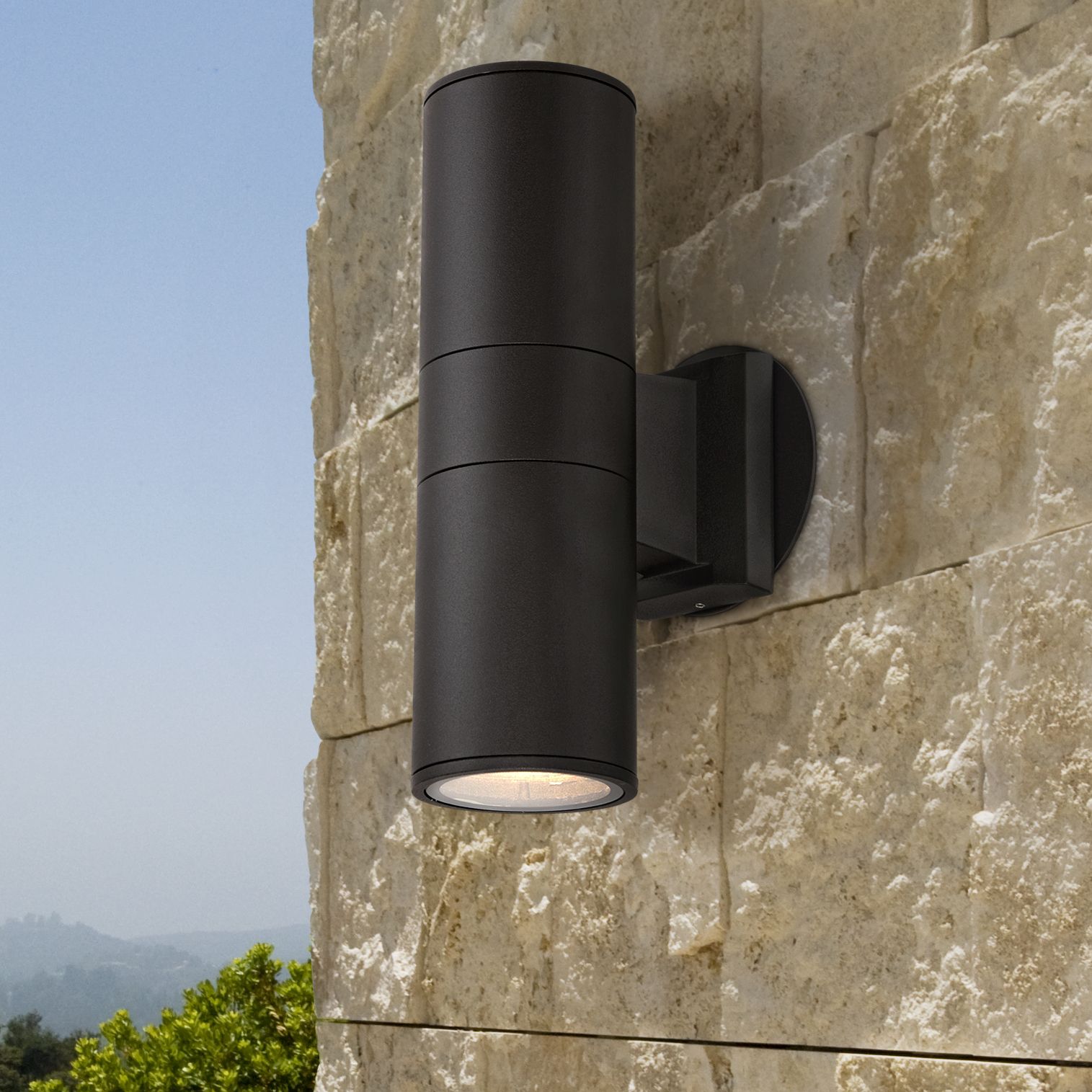 Possini Euro Ellis 11 3/4" Black Up-Down Outdoor Wall Light Set of 2