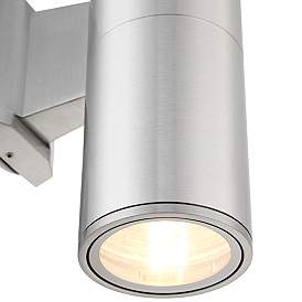 Image3 of Possini Euro Ellis 11 3/4" Brushed Nickel Up-Down Outdoor Wall Light more views