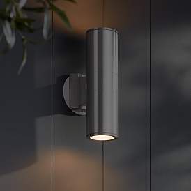 Image4 of Possini Euro Ellis 11 3/4" Brushed Nickel Up-Down Outdoor Wall Light more views