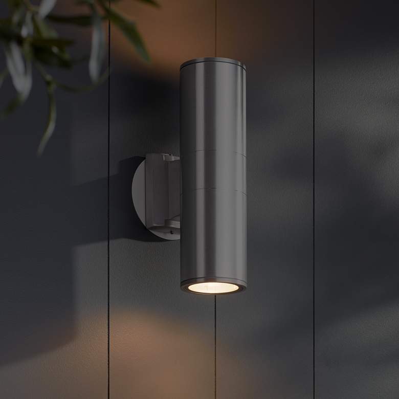 Image 4 Possini Euro Ellis 11 3/4" Brushed Nickel Up-Down Outdoor Wall Light more views