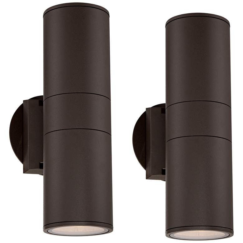 Image 2 Possini Euro Ellis 11 3/4 inch High Brown Up-Down Outdoor Lights Set of 2