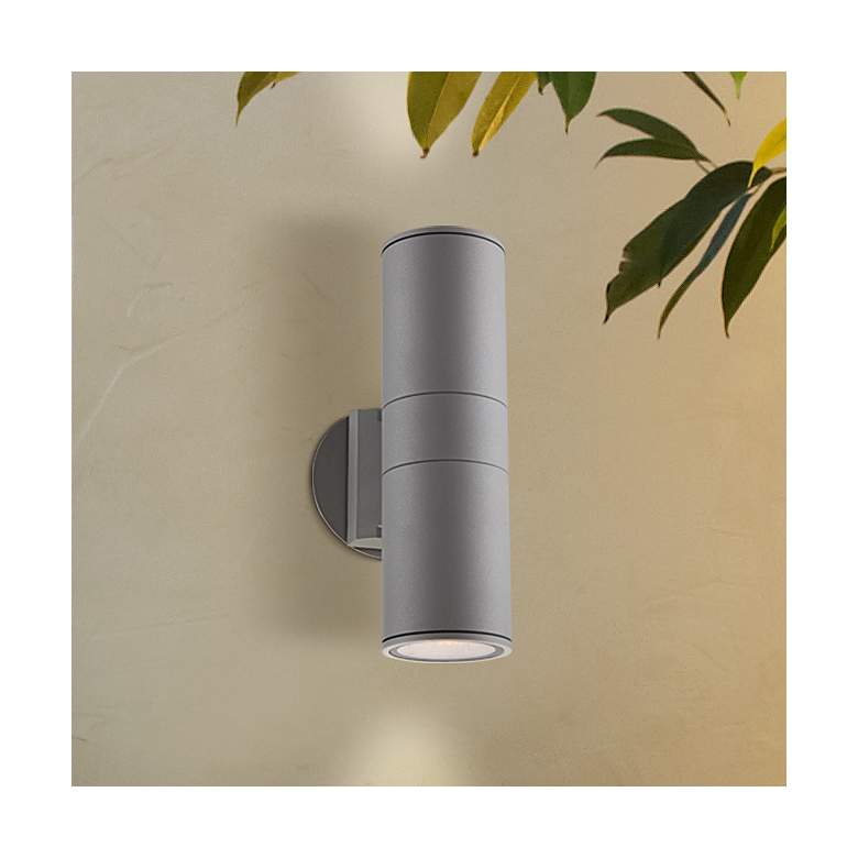 Image 1 Possini Euro Ellis 11 3/4"H Dark Silver Outdoor Wall Light