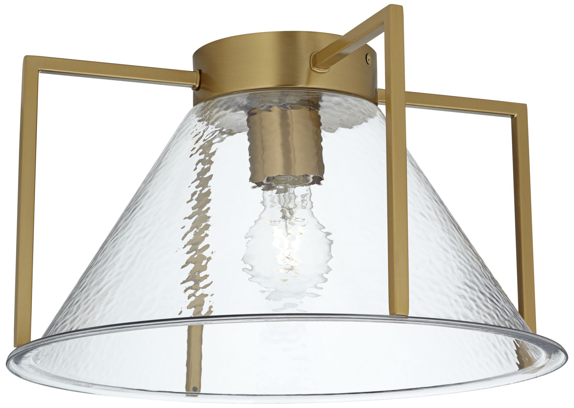 Image 2 Possini Euro Ellsmere 15"W Warm Brass and Water Glass Ceiling Light