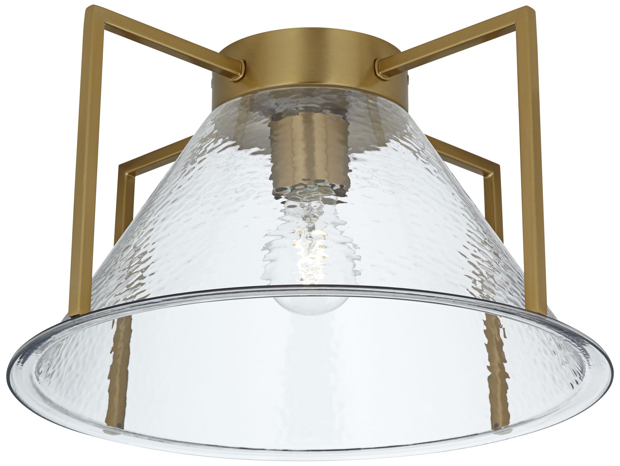 Watch A Video About the Possini Euro Ellsmere Warm Brass Ceiling Light with Hammer Glass